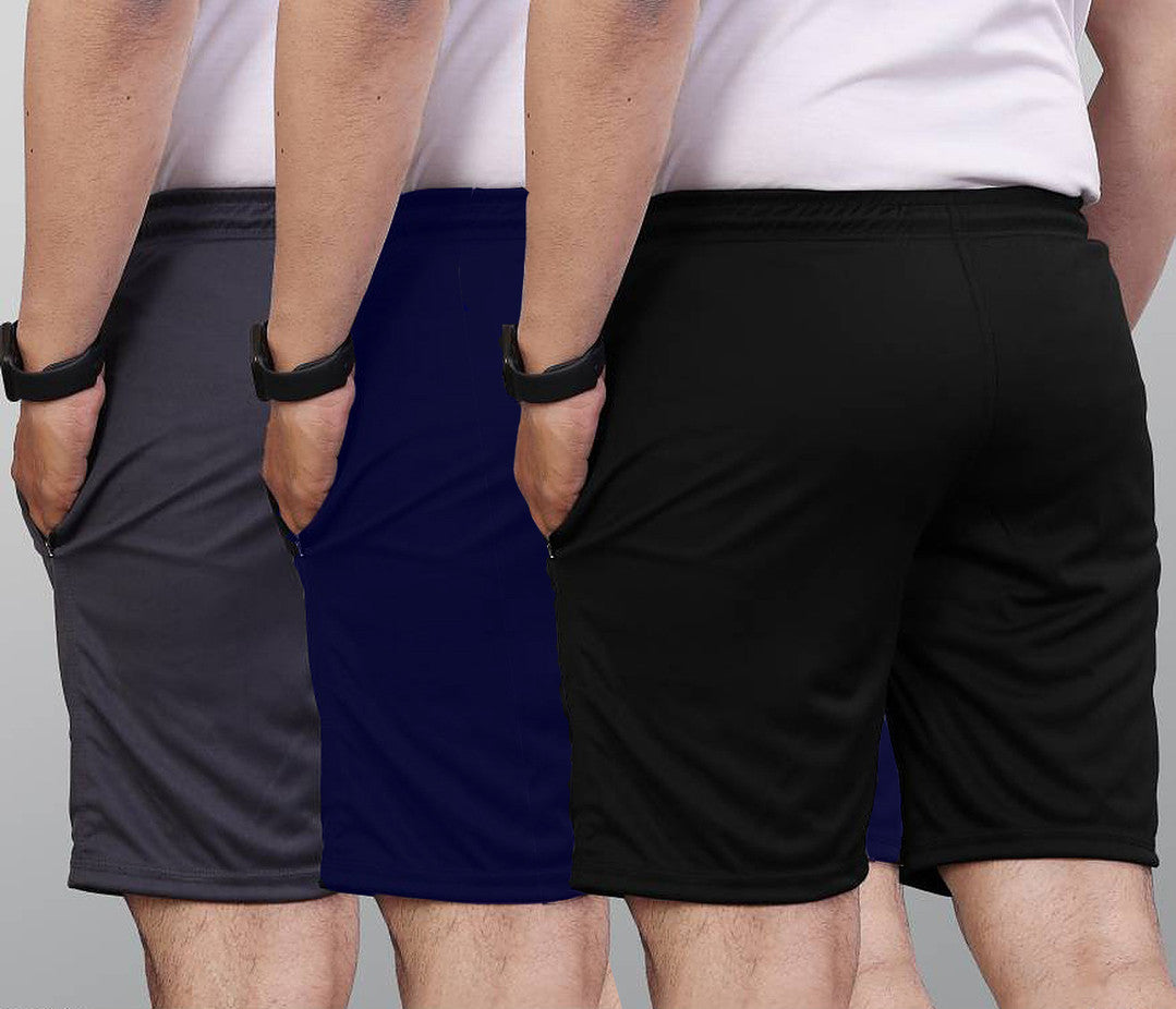 Pack of 3 Solid Men’s Multicolor Casual Shorts