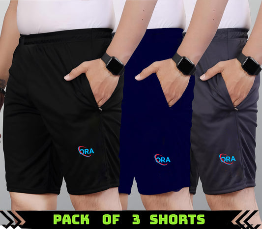 Pack of 3 Solid Men’s Multicolor Casual Shorts